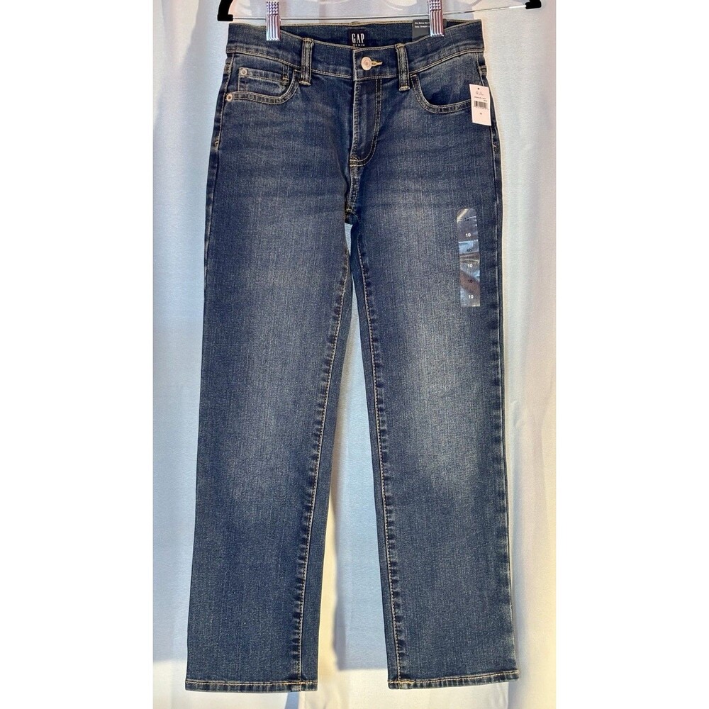New GAP Straight Leg Stretch  Denim Jeans Boys Size 10 Adjustable Waist
